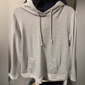 Light gray hoodie with boucle cuff
